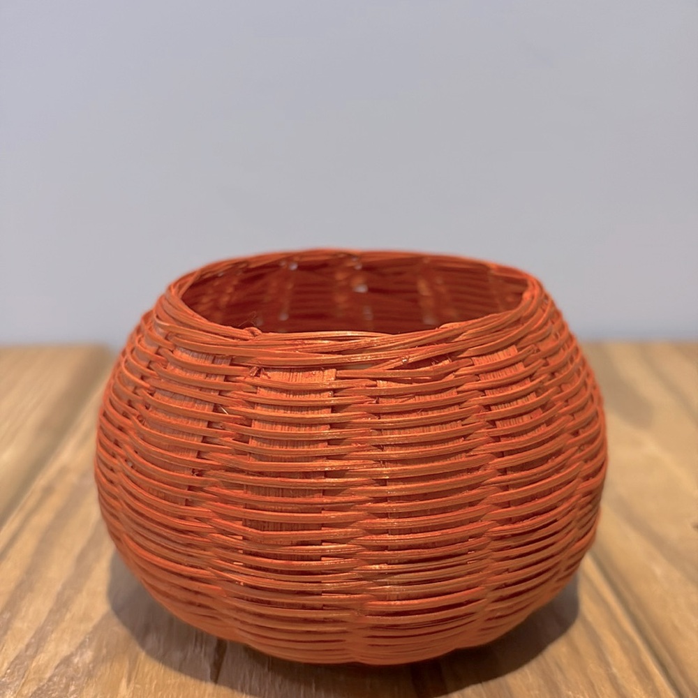Vintage Small Wicker Pumpkin Basket Perfect Halloween Autumn Festival Decor Item